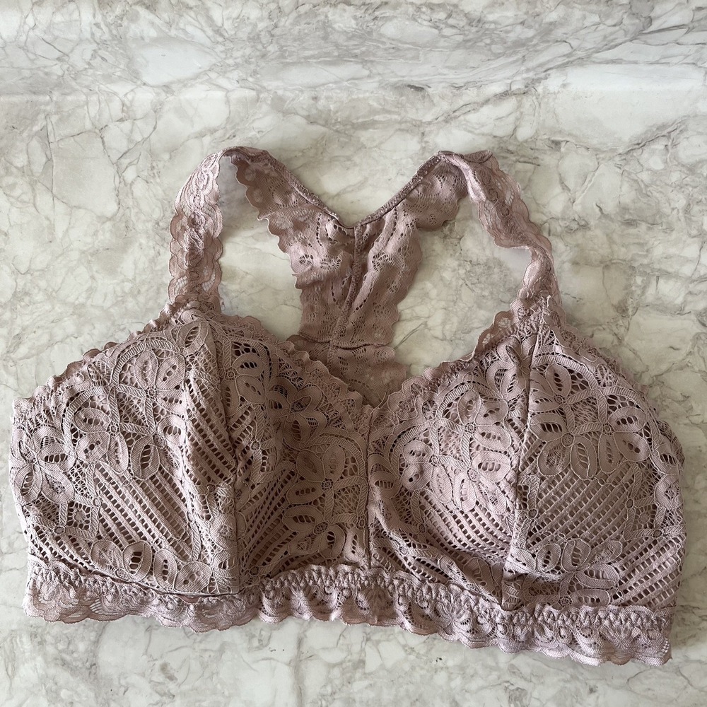 Maurices Lace Bralette Bra XL Pink Racerback Wireless Lined Pullover